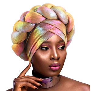 Nouvelles Africain Big Braid Head Wrap Headwrap <span class=keywords><strong>Bonnet</strong></span> Foulard Chapeau Twist Turbans pour Dames Laser Coloré Éponge Toque - Product Image 1