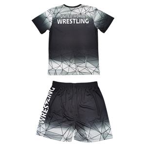 Set Baju Gulat Rajut Pria Custom 2025 Kaos+Celana Pendek Sublimasi Penuh 2 Pcs Set Internasional - Product Image 2