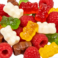 Entrega Rápida, Caramelos de Goma Q-bouncy Bear con Sabor a Frambuesa, Mezclados con Sabores de Frutas, Caramelos Divertidos para Niños y Adultos, Deliciosos