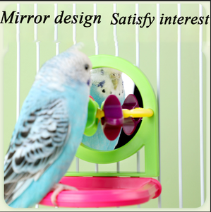 Pájaro de juguete loro con una estación de espejo poste roer juguetes aburrimiento - Product Image 3