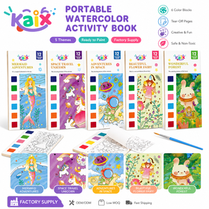 <span class=keywords><strong>Livre</strong></span> de peinture à l'aquarelle KAIX pour enfants, 5 styles, 6 blocs de couleurs, pages détachables, <span class=keywords><strong>livre</strong></span> de coloriage pour cadeaux créatifs de fête - Product Image 4