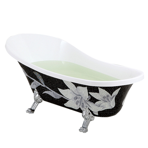 Petite <span class=keywords><strong>baignoire</strong></span> ovale en acrylique, avec mosaïque surround italien, autoportante, pour salle de bain - Product Image 4