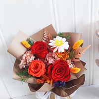 Karangan Bunga Mawar Awet Warna-Warni Cantik Sesuai Pesanan - Mawar Abadi Sejati untuk Pengantin, Hari Valentine, Wisuda