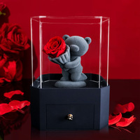 Nuova scatola regalo di peluche creativo regalo di san valentino fiore eterno confessione orso gioiello portagioie per fidanzata e moglie