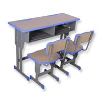 Ensemble de bureau et chaise double moderne et durable en métal et bois pour salle de classe (vente en gros)