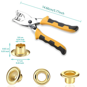 Kit d'outils pour œillets, 2 couleurs assorties, 1/4'' (6 mm d'intérieur), avec rondelles, outil manuel portable pour cuir, artisanat, ceintures, chaussures, sacs - Product Image 2