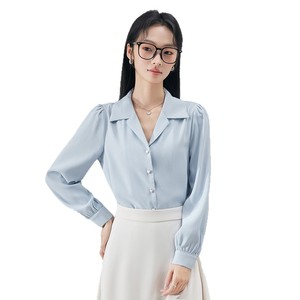 Women's White Long Sleeve Shirt Solid Color Poplin Work Commuting Formal Wear - Product Image 5