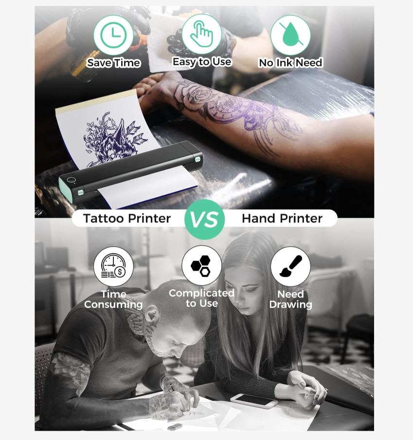 PHOMEMO M08F、A4ポーインクレスサーマルプリンター、タトゥービジネス Phomemo M08F Tattoo Printer - Efficient Thermal Printing