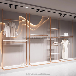 Özelleştirilmiş duvar montaj altın bezler raf perakende vitrin rafı butik mobilya ayakkabı ve çanta tabanı için - Product Image 3