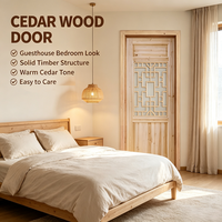 Japanese Style Solid Fir Lattice Timber Door Unfinished Wood Door for Courtyard Decoration