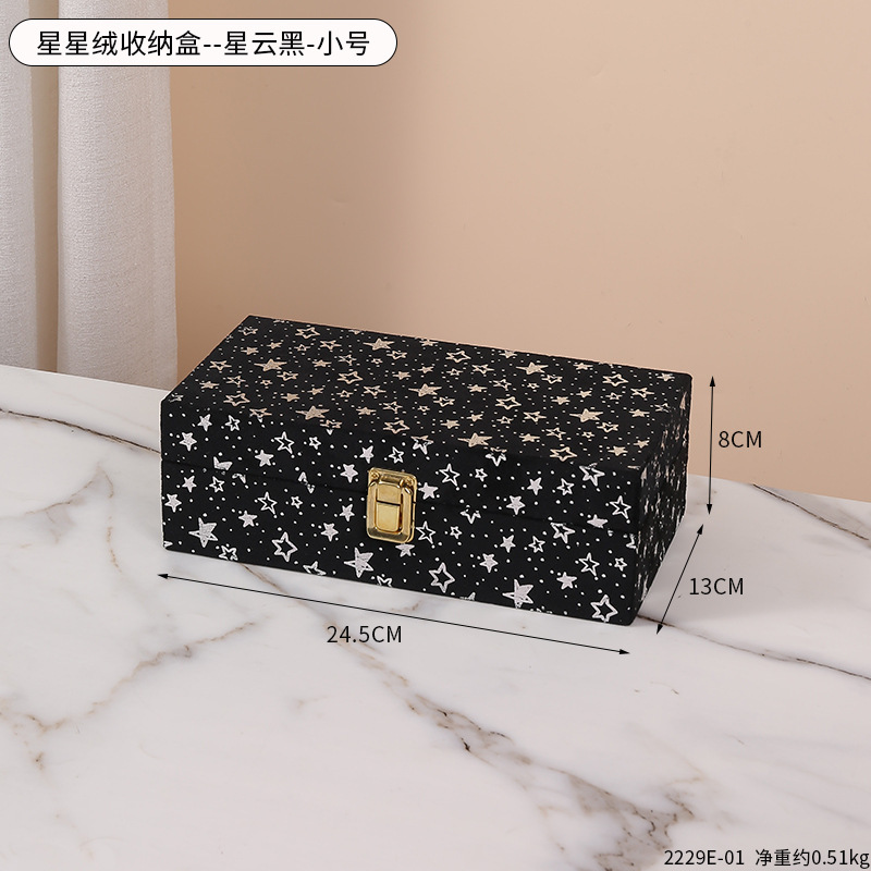 Boîte de rangement en velours en forme d'étoile - Noir Nébuleuse - Petite