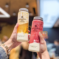 Logo personnalisé Forme Eco Jetable PET PP à emporter Cocktail Soda Café Jus de Fruits Thé Boba Bouteille en Plastique Peut Tasse avec Couvercle
