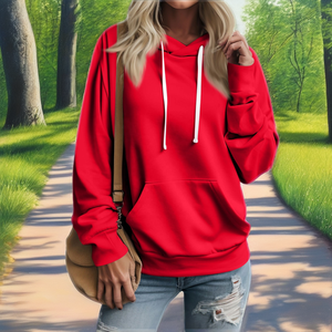 Sudadera con Capucha Personalizada con Forro de Felpa, Corte Corto, Antiencogimiento, Informal, para Mujer, Otoño-Invierno-A4090606MG272 - Product Image 2