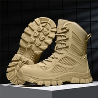 Bottes tactiques hautes en mesh noir DSF66 pour hommes, respirantes, toutes saisons, pour la randonnée et les activités de plein air.