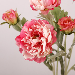 Flocked Miniature Peony <b>Artificial</b> <b>Flowers</b> Silk High Simulation Wedding Home Decoration Props - Product Image 1