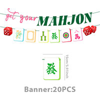 Articles de fête Mahjong américains : Assiettes en papier, gobelets, serviettes, nappe, bannière, guirlande, ballons pour Mahjong