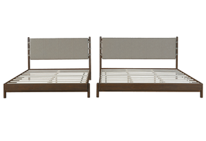 Cadre de lit plateforme en tissu taille King avec tête de lit, design moderne du milieu du siècle, réglable et convertible, gris clair, mobilier de chambre - Product Image 4