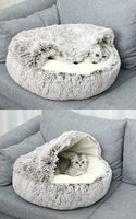 Maschinenwaschbares Katzenbett, halbgeschlossenes, warmes Winter-Tierhaus, einfarbiges, weiches Hundebett, gemütliche Höhlenliege, Großhandel