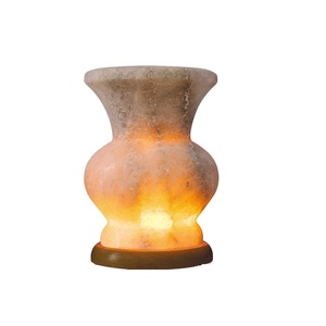 Florero de sal con lámpara, jarrón rosa de sal del himalaya pura con luz eléctrica - Product Image 1