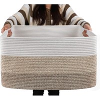 Panier à linge en corde de coton de style européen, grand format, pour le rangement domestique, la chambre à coucher et l'organisation des jouets de bébé