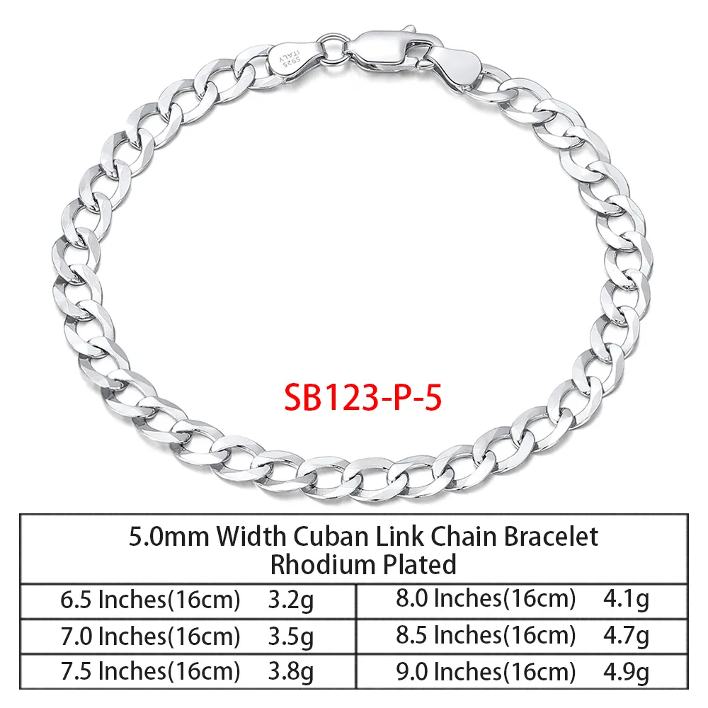 RINNTIN SC36 925 Sterling Silver Chains Hip Hop Jewelry 3.6/5/7mm Chunky Diamond-Cut Cuban Link Chain Necklace for Men Women