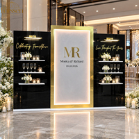 Dinding Latar Belakang Pernikahan Akrilik LED dengan Papan Selamat Datang 3 Panel Rak Display untuk Dekorasi Resepsi Pernikahan, Hotel, dan Acara Pesta