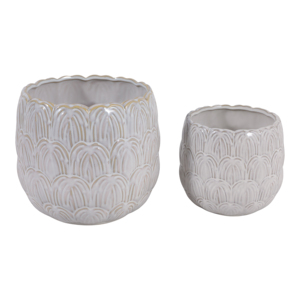 Set di 2 vasi in ceramica testurizzata per decorazioni con piante da interno ed esterno - Product Image 3