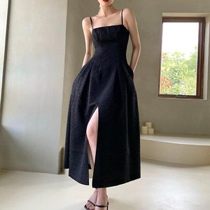 Nuovo stile estivo Vintage piccolo abito nero Sexy elegante Modulare abito da sera per le donne - Product Image 3