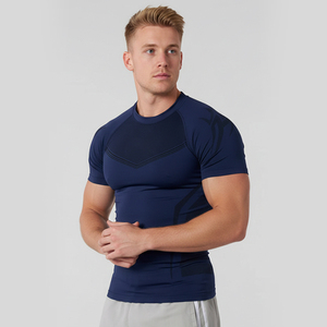 Camiseta Deportiva <span class=keywords><strong>de</strong></span> Manga Corta <span class=keywords><strong>para</strong></span> <span class=keywords><strong>Hombre</strong></span>, Compresión, Secado Rápido, Personalizada con Logotipo OEM, 95% Poliéster, 5% Elastano, Diseño <span class=keywords><strong>de</strong></span> Tiburón - Product Image 2