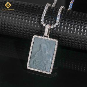 Nuevo y Moderno Collar con Colgante Religioso de Jesús, con Certificado GRA, Completamente Engastado, Estilo Hip Hop, Plata 925, Diamante Moissanita VVS1, Jade - Product Image 4