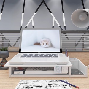 Ou Shu Mei – support pour ordinateur portable, en bois et plastique composite, organisateur de bureau à 2 niveaux, support de rangement pour bureau et étudiants - Product Image 2