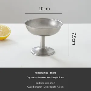 Retro kırılmaz 304 paslanmaz çelik Party kokteyl bardakları kupa bardak ayaklı tatlı kase seti parti düğün hediyesi için - Product Image 2