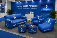 Individuell bedrucktes aufblasbares Sofa aus TPU – Luftcouch für Messestände, Outdoor-Events und Branding-Beschilderung