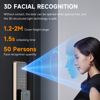 Cerradura Inteligente Totalmente Automática con Reconocimiento Facial 3D y Huella Dactilar para Puerta de Aluminio/Acero, Aplicación Tuya, Videoportero, Conectividad WiFi