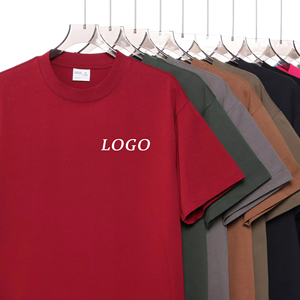 T-shirt da uomo in cotone 300gsm, vestibilità oversize e ampia, con logo personalizzato, spalle scese, stile streetwear, tinta unita, pesante - Product Image 1