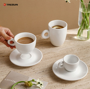 Juego de Taza y Platillo de Cerámica Blanca Personalizada con Logotipo, Taza de Espresso Gruesa de 220 ml, Taza de Café Blanca Gruesa - Product Image 5