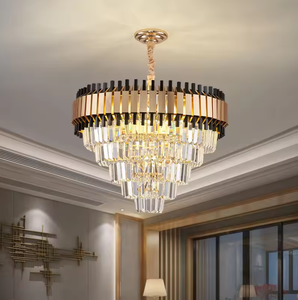 Luces colgantes Candelabro Hotel dorado Estilo nórdico moderno Led Lujo K9 Candelabros de cristal - Product Image 1