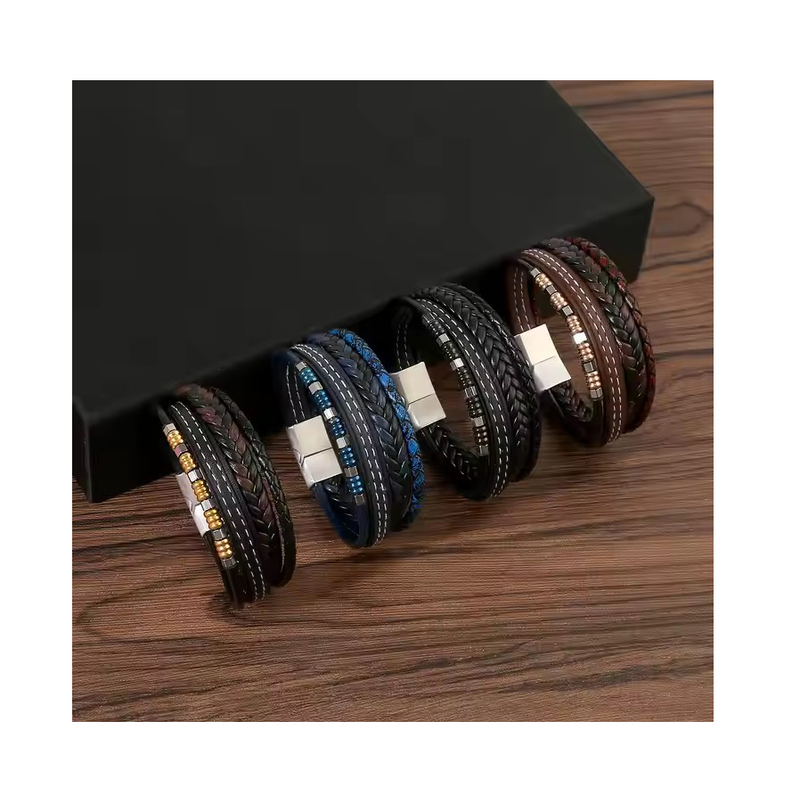 Fashion Titanium Steel Woven Leather Rope