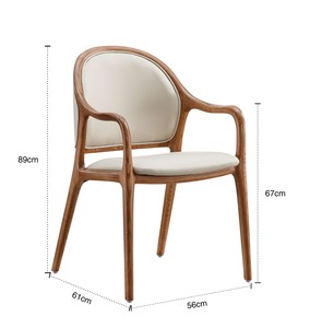 Italian Minimalist Dining Chair Home Nordic Solid Wood <b>Stool</b> Balcony Leisure Study Writing Armchair - Product Image 6