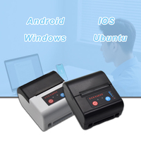 Printer Thermal Mini 58mm Portabel Nirkabel Bluetooth untuk Ponsel, Pencetak Struk & Label