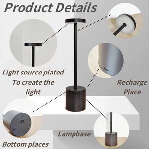 Mới Đến Sang Trọng Pha Lê Bảng Đèn Di Động Có Thể Sạc Lại Không Dây Cảm Ứng Điều Khiển Thay Đổi Độ Sáng Sắt Thân Thiện Với Môi Pin Cho Nhà - Product Image 3