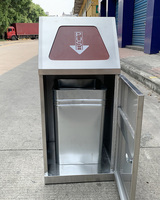 Poubelle de tri des déchets pour station de métro avec couvercle à poussoir, aéroport, parc, 4 compartiments, rectangulaire, en acier inoxydable, poubelle de recyclage