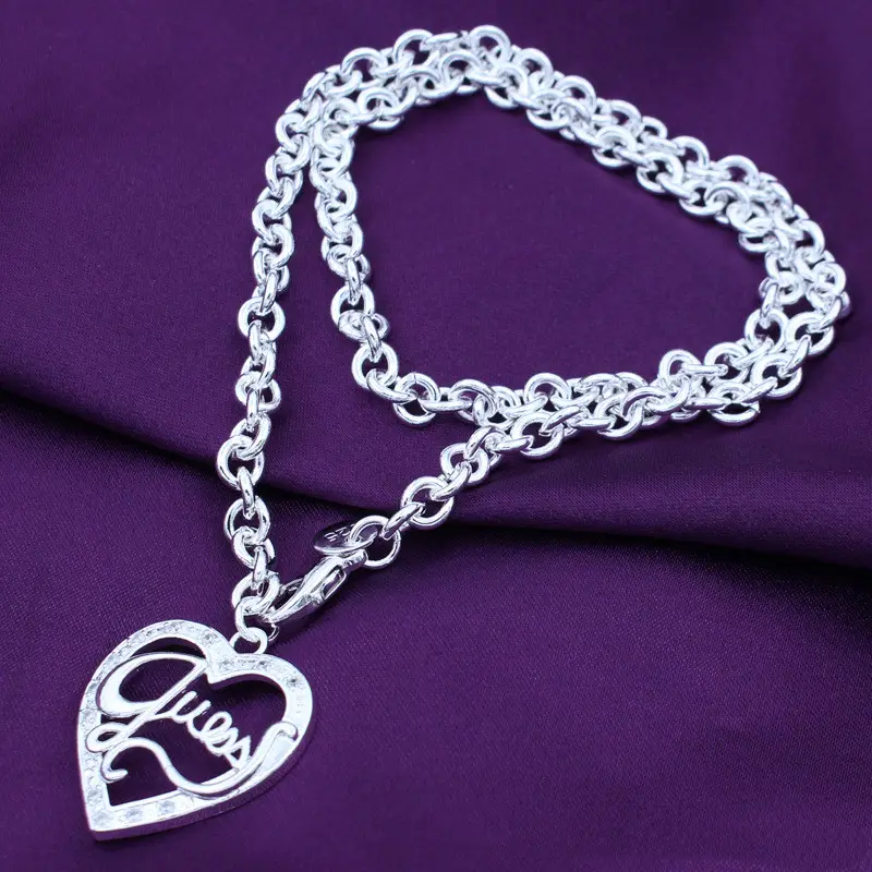 Woord Kalligrafie Sieraden Geloof Inspirerende Boodschap S925 Sterling Zilveren Charme Voor Vrouwen Meisjes Mannen Liefde Hart Hanger Ketting