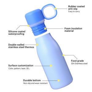 Bouteille d'eau isotherme à petite ouverture de 350 ml (12 oz) avec logo personnalisé et boucle de transport portable – Vente en gros 01131B - Product Image 3