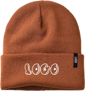 Bonnet pour hommes femmes chapeaux d'hiver hommes doux chaud unisexe bonnet à revers tricoté crâne casquette bonnet personnalisé