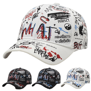 크로스보더 한국식 낙서 편지 인쇄 야구 모자 봄과 가을을위한 남성 및 여성용 자외선 차단제 야외 태양 모자 - Product Image 2