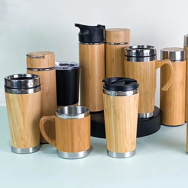 Luxury Insulated 420ml stainless steel flask bamboo drinkware bottle with tea strainer for Business Gifts