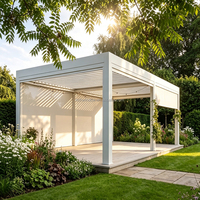 Pergola en aluminium motorisée à lames orientables rétractables, gazebo bioclimatique en aluminium, toit automatique imperméable pour jardin extérieur