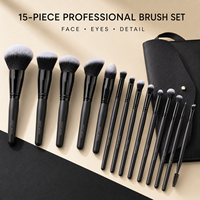 Logo personnalisé, vente en gros, 16 pièces, pinceaux de maquillage pour les yeux, fard à joues, poils synthétiques doux, kit de pinceaux cosmétiques