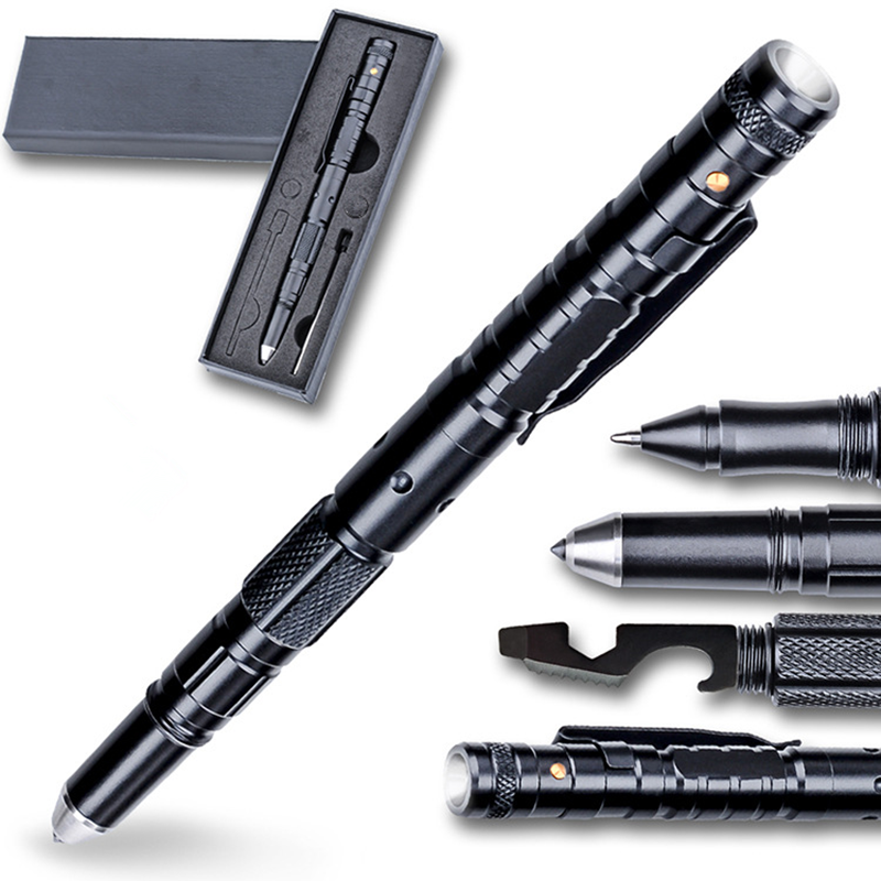 Penna Tattica Multifunzione a Sfera Torcia LED Coltello Militare Sopravvivenza